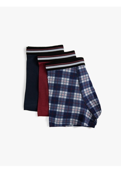 Koton 3'lü Boxer Seti Pamuklu Lacivert Ekoseli 3slm90026mk Lacivert Ekoseli
