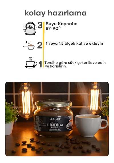 Leksak Hindiba Kahvesi 150gr. Premium Taze Öğütülmüş Doğal Cam Kavanoz'da 60 Kullanım 1 Ay Form & Keyif. Granül