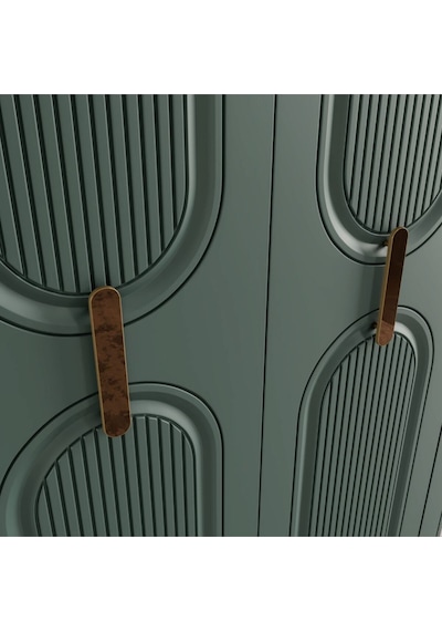Zen 5 Kapak Ayaklı Tasarım Country Mdf Gardırop Yeşil