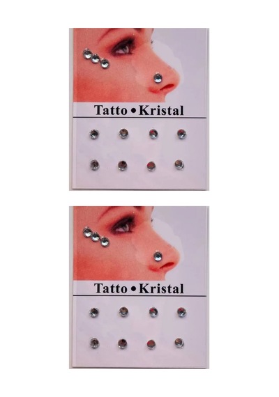 Yüz Taşı Kristal - Burun, Vücut Taşı, Tattoo Makyaj Taşı, Yapışkanlı, 24 Adet Çok Renkli