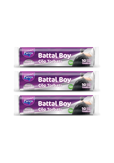 Ekstra Dayanikli 10'lu Çöp Torbası Battal Boy 72 X 95 Cm Üç Paket