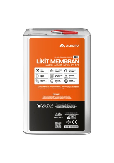 Alkoru 15 Kg Zer Sıvı Zift Likit Membran Kauçuk Ve Elyaf Katkılı Su Yalıtım Malzemesi