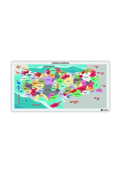 Ahşap Renkli Türkiye Haritası Ahşap Puzzle Yapboz 23x45 Cm Standart
