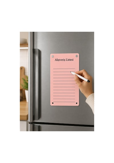 Alışveriş Listesi Yazı Tahtası - Silinebilir Kalemli Buzdolabı Not Panosu - 2 Adet Kalemli Sürpriz Hediyeli 21213165