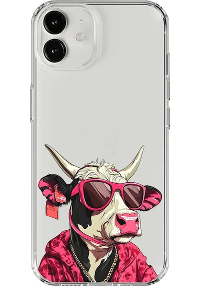 Apple Uyumlu iPhone 12 Mini Şeffaf Kılıf Cool İnek Tasarımlı