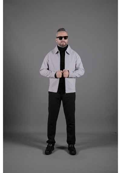 Ohepmoda Düz Erkek Kaşe Ceket Mont Açık Gri