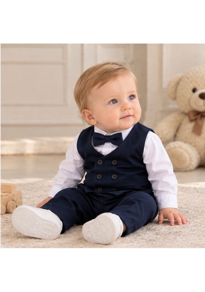 Maxx Kleın Erkek Bebek Lacivert Yelekli Takım Elbise Gömlek Papyon Pantolon 6-9-12-18-24 Ay Maxx Kleın Erkek Bebek Lacivert Yelekli Takım Elbise Gömlek Papyon Pantolon 6-9-12-18-24 Ay