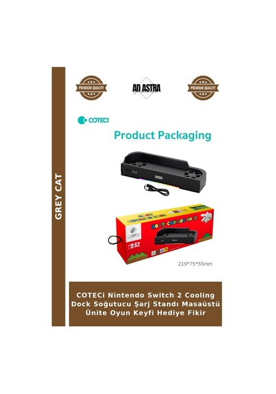 Coteci Nintendo Switch 2 Cooling Dock Soğutucu Şarj Standı Masaüstü Ünite Oyun Keyfi Hediye Fikir