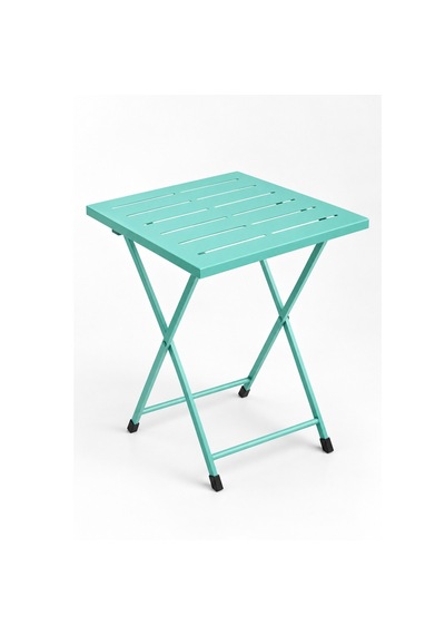 Katlanır Metal Balkon Bahçe Bistro Masa 50x50 Cm Kare Masa 75 Cm Mint Yeşili 1645 Turkuaz