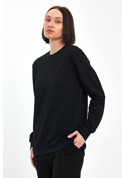 Odda Pike Bisiklet Yaka Sweatshirt Siyah