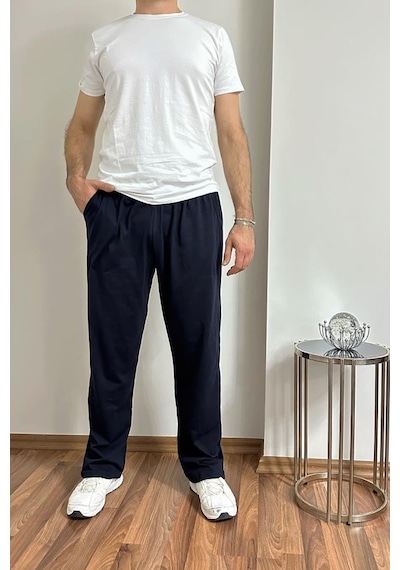 Erkek Pamuklu Cepli İpli Lastikli Bel Pijama Altı Eşofman Lacivert