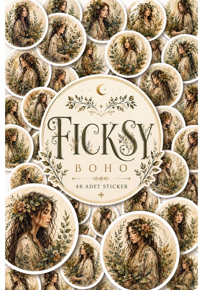 Boho Kadın Portre Sticker Seti - 60 Adet Etiket Çıkartma Diğer