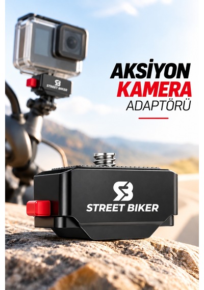 Acqr-02 Aksiyon Kamera Adaptörü 1/4 İnç Vidalı Hızlı Tak Çıkar Motosiklet Kamera Bağlantı Aparatı Siyah