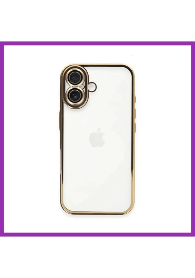 Bezos İphone 16 Plus Uyumlu Kılıf Lensli Silikon - Gold Bty