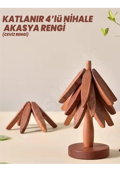 Mucit Home Ağaç Şeklinde Bambu Nihale Pratik Katlanır Bambu Bardak Altlığı Bambu