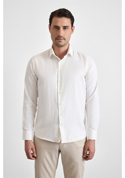 Süvari Ekru Slim Klasik Yaka Casual Gömlek Gm2024700622-bj1