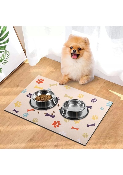 Matgo Pati Renkli Kemikler Evcil Hayvan Beslenme Matı Mama Paspası 50 x 70 CM
