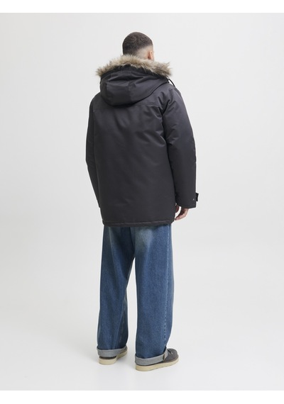 Jack & Jones Erkek Kapüsonlu Rüzgar Geçirmez Parka - Charlie - 12279464 Black