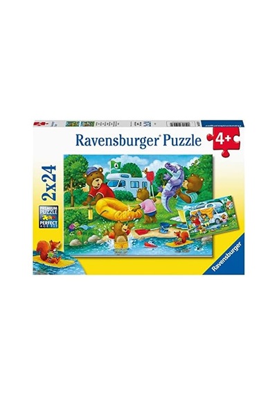 2x24 Parçalı Puzzle Ayı Ailesi Kampta