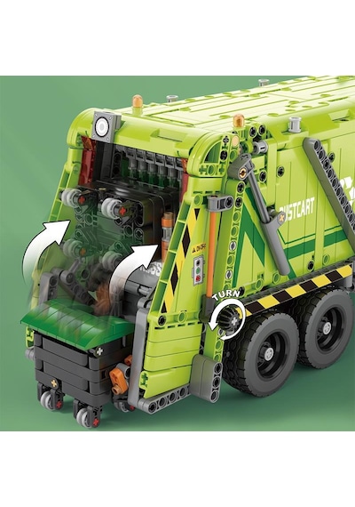 Reobrix Technic 22022 Çöp Toplama Kamyonu Garbage Truck Kumanda&motorlu Yaratıcı Yapı Blok Seti Building Blocks - 1468 Parça