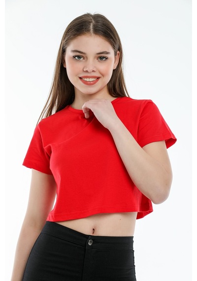 Kadın Crop Örme Tişort Spr21y13 001