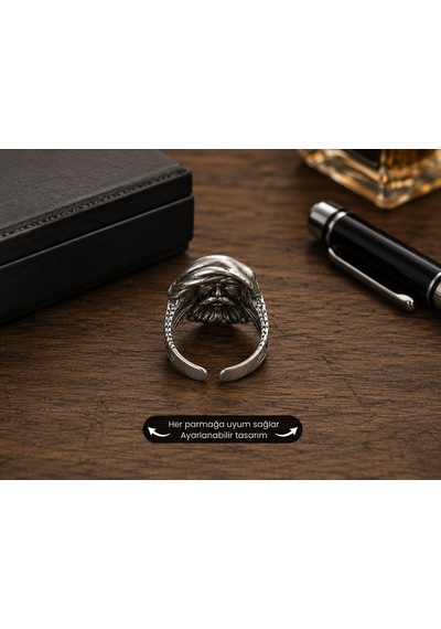 Ragnar Shadow Skull Ring Asi Kaptan Kurukafa Erkek Yüzüğü, Detaylı Kurukafa Figürü Çok Renkli