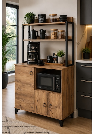 Çok Amaçlı Kahve Köşesi Ve Mikrodalga Fırın Dolabı Mutfak Düzenleyici Raf Organizer 97x33x165 Cm Atlantik Çam Çok Amaçlı Kahve Köşesi Ve Mikrodalga Fırın Dolabı Mutfak Düzenleyici Raf Organizer 97x33x165 Cm Atlantik Çam