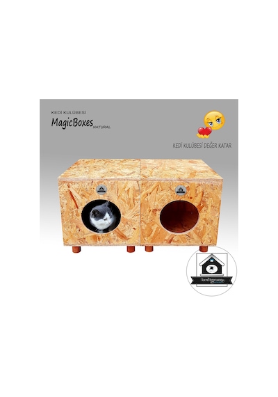 Kedigram Kedi Kulübesi Kedi Evi Magicboxes Natural Dış Mekan Monte 36 x 37 x 93 CM