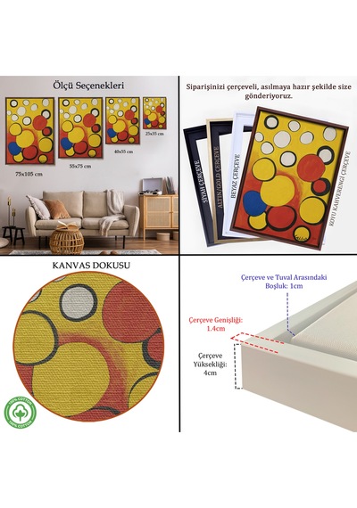 Çerçeveli Calder - Sarı Ve Kırmızı Küreler Tablosu - Orbs On Yellow And Red-7367
