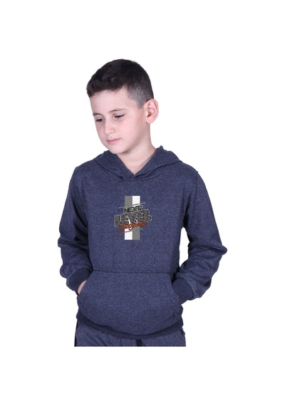Fyk Kids Kapüşonlu Kanguru Cepli Next Level Baskılı Erkek Çocuk Sweatshirt Füme