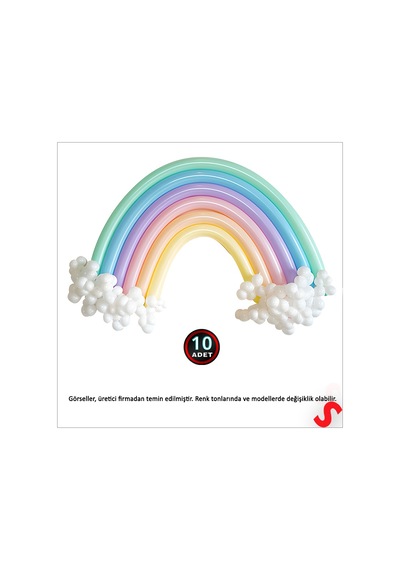 Sosis Makaron Balon - 10 Adet Çok Renkli