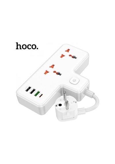 Hoco Ac12a 2500w 2 Priz + 3 Usb + 30w Type-c Multifonksiyonel Priz Çoğaltıcı Şarj Aleti- 5775