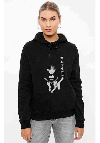 Anime One Punch Man Baskılı Siyah Kadın Kapşonlu Sweashirt (534707677)