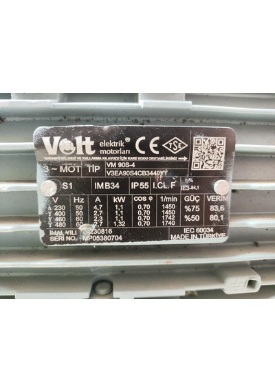 Volt Redüktörlü Motor 1.1 Kw