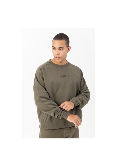 Maraton Sportswear Oversize Erkek Bisiklet Yaka Uzun Kol Basic Açık Haki Sweatshirt 21822-açık Haki Açık Haki