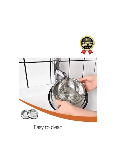 Premium Uzun Ömürlü Sağlam Kaymaz Kauçuk Taban Paslanmaz Çelik Metal Kedi Köpek Mama Su Kabı 26 Cm