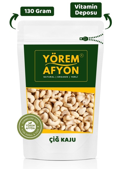 Yörem Afyon Duble Boy Tuzsuz Işlenmemiş Kavrulmamış Yeni Mahsül Glütensiz Çiğ Kaju 130gr. 130 G