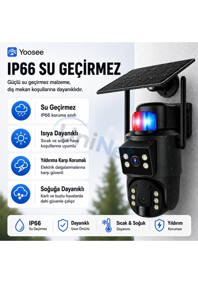 Uninet Solar Kamera 4g Sim Kartlı 10x Optik Zoomlu 2 Kameralı Dış Mekan Ip Kamera