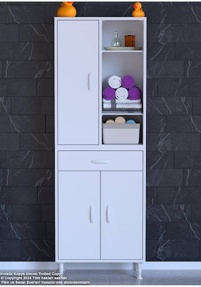 55x173 Cm Mutfak Dolabı Banyo Dolabı Çok Amaçlı Dolap Ard-138 Beyaz