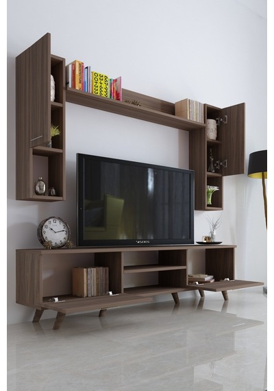 Moonlife Istanbul Dolaplı Kapaklı Tv Ünitesi Ceviz