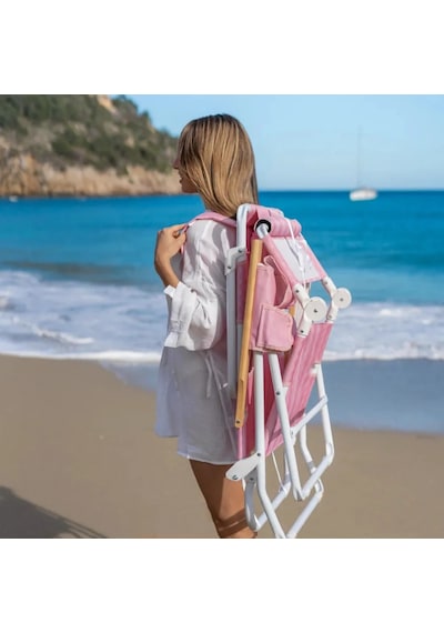 Flamingueo Premium Yüzüstü Kullanıma Uygun Plaj Şezlongu Opal Pink Pembe