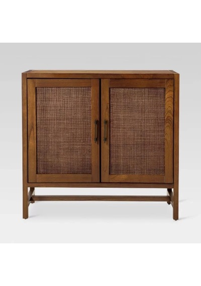 Walnut Retro Model Rattan Detaylı Masif Ahşap Büfe Ceviz