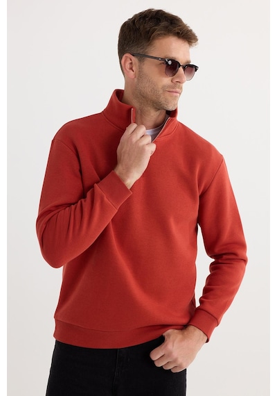 Tudors Unisex Relax Fit Rahat Kesim Pamuklu İçi Polarlı Yarım Fermuarlı Kırmızı Dik Yaka Sweatshirt-35171 Kırmızı Tudors Unisex Relax Fit Rahat Kesim Pamuklu İçi Polarlı Yarım Fermuarlı Kırmızı Dik Yaka Sweatshirt-35171 Kırmızı