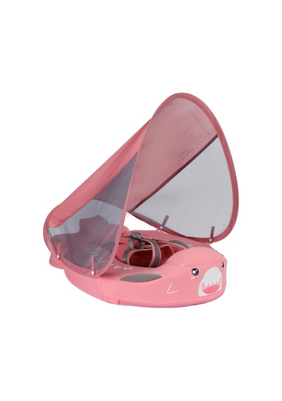 Mambobaby Yüzme Simidi - Pink Shark, Emniyetli, Gölgelikli Ve Ayak Destekli