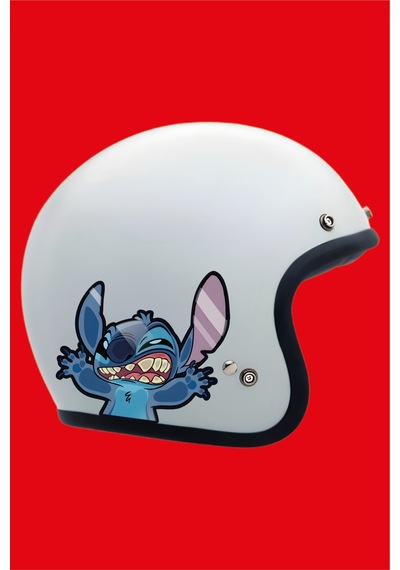 Cama Yapışmış Stitch Sticker 13,5x13 Cm Su Geçirmez Hq Araba Laptop Oto Motor Kask Sticker