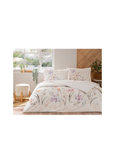 White Lilly Çift Kişilik Nevresim Takımı Beyaz-lila