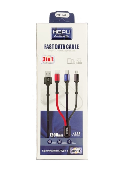 Hepu Hp-11 Multi 3in1 2.4a 1.2m Data Ve Şarj Kablosu