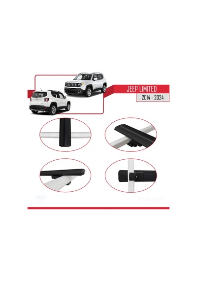 Jeep Limited 2014 Ve Sonrası İle Uyumlu Basic Model Ara Atkı Tavan Barı Siyah 3 Adet