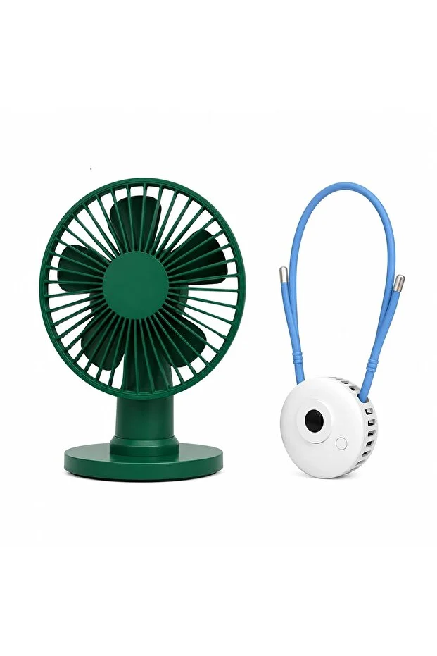 Vh Fan Masaüstü Taşınabilir Şarjlı Fan Vantilatör + Boyun Fanı