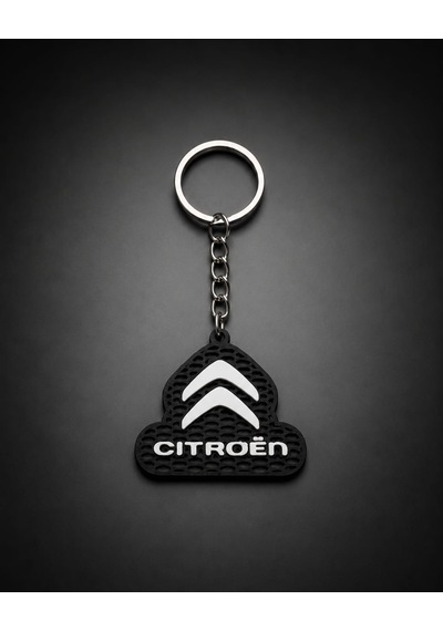 Citroen Logolu Anahtarlık Otomobil Anahtarlığı Siyah Beyaz
